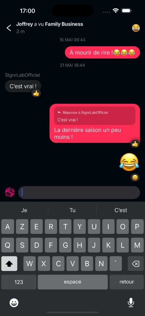 Conversation entre amis dans VU